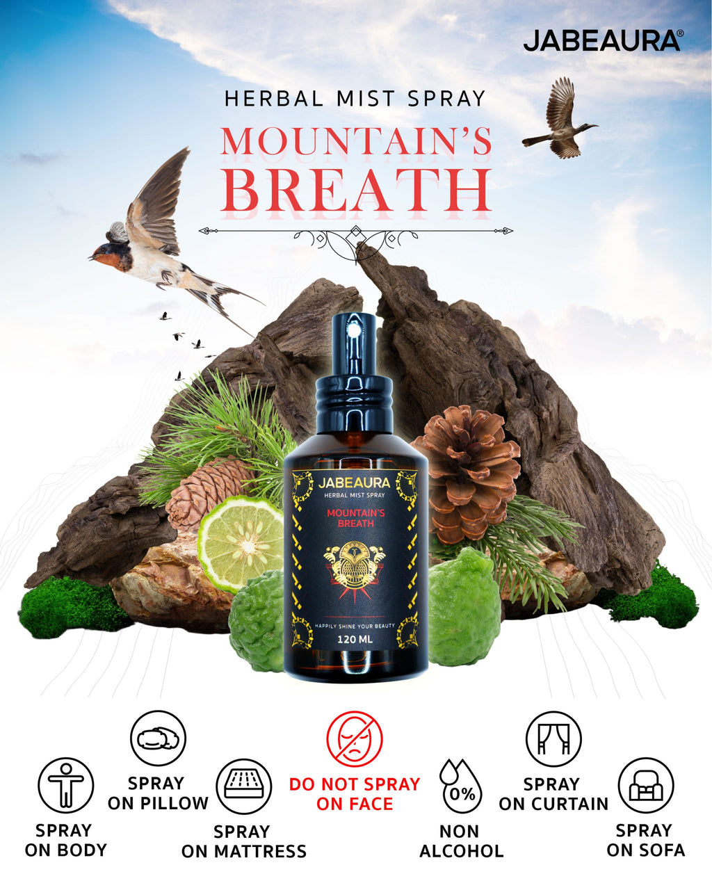 JABEAURA (เจบิวร่า) HERBAL MIST SPRAY (MOUNTAIN'S BREATH)